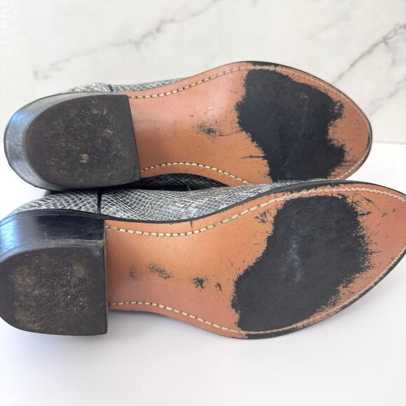 Cowboy Western Boots Mens 10.5 Made USA Texas Snake Print Classic Country Black - Picture 11 of 11